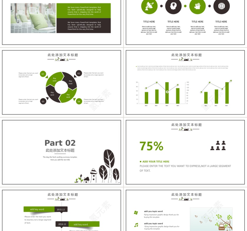 绿色手绘卡通小清新毕业答辩PPT模板第2张