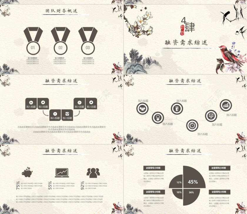 古风唯美 创业融资商业计划书PPT模板第4张