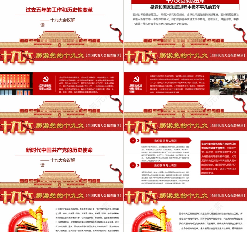 红色简约党的十九大报告讲话全文精神学习PPT模板第2张