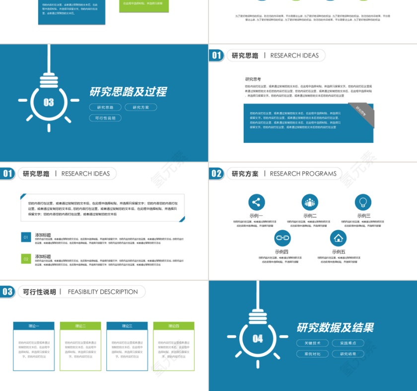 蓝绿色框架完整论文答辩PPT模板第3张