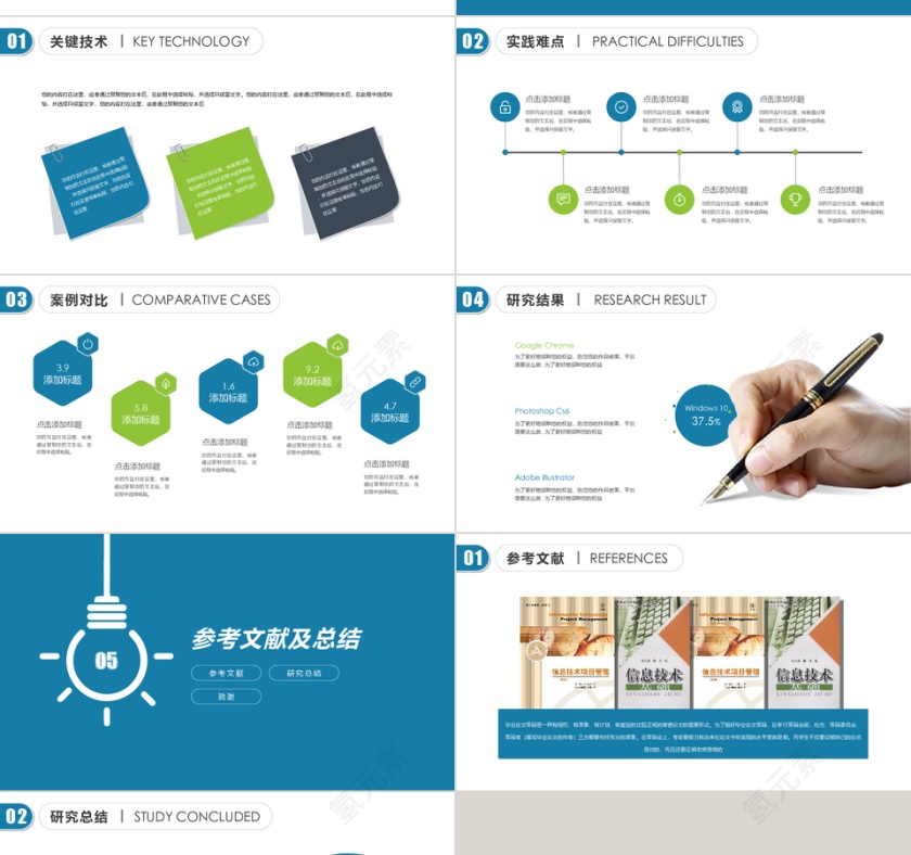 蓝绿色框架完整论文答辩PPT模板第4张