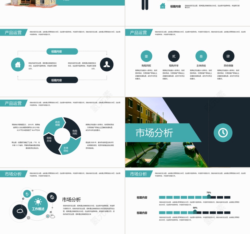 青色简约商务商业计划PPT模板第3张