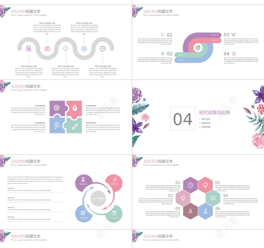 紫色小清新水彩教育业多图表论文答辩PPT模板第4张