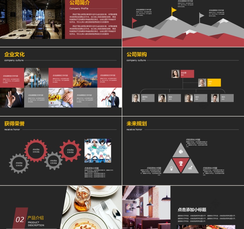 商务简约餐厅企业介绍多图表ppt模板第2张