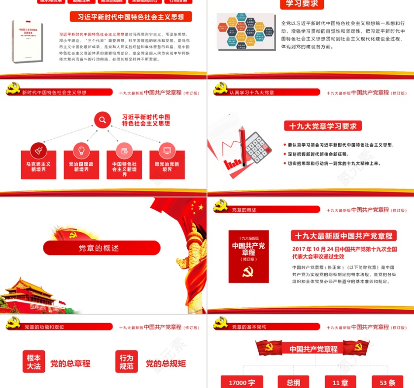 十九大党章修正案解读PPT模板第2张