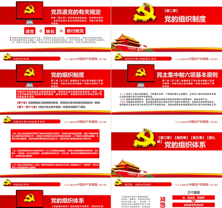 十九大党章修正案解读PPT模板第8张