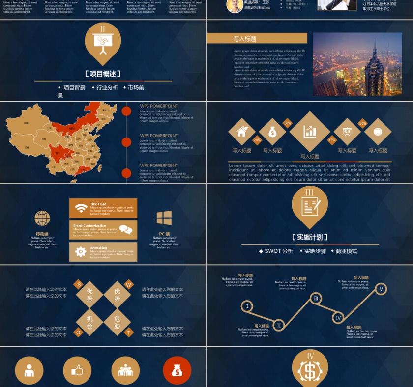 黑色大气创业计划书PPT模板第2张