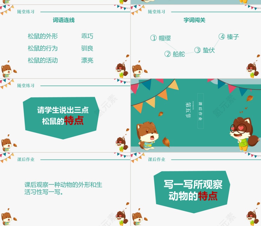 小学五年级松鼠语文课件PPT模板第4张