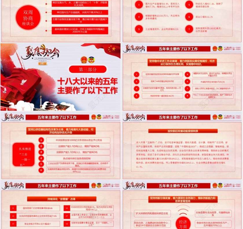 聚焦2018两会精神学习党课课件ppt模板第5张