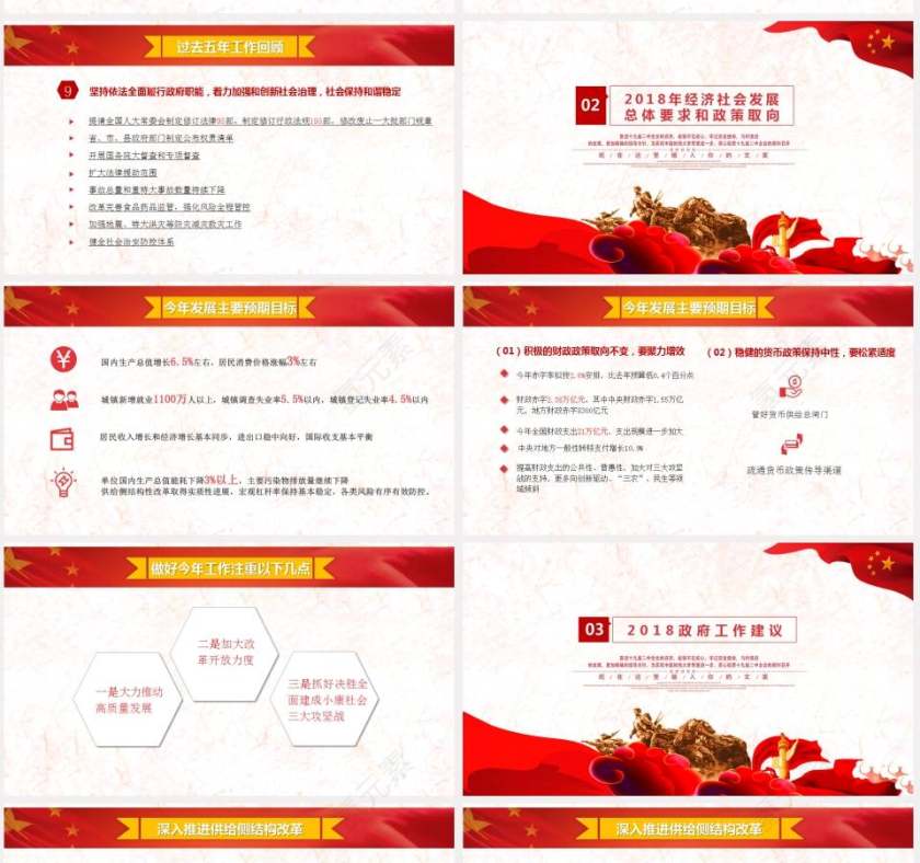 2018两会政府工作汇报党政ppt模板第4张