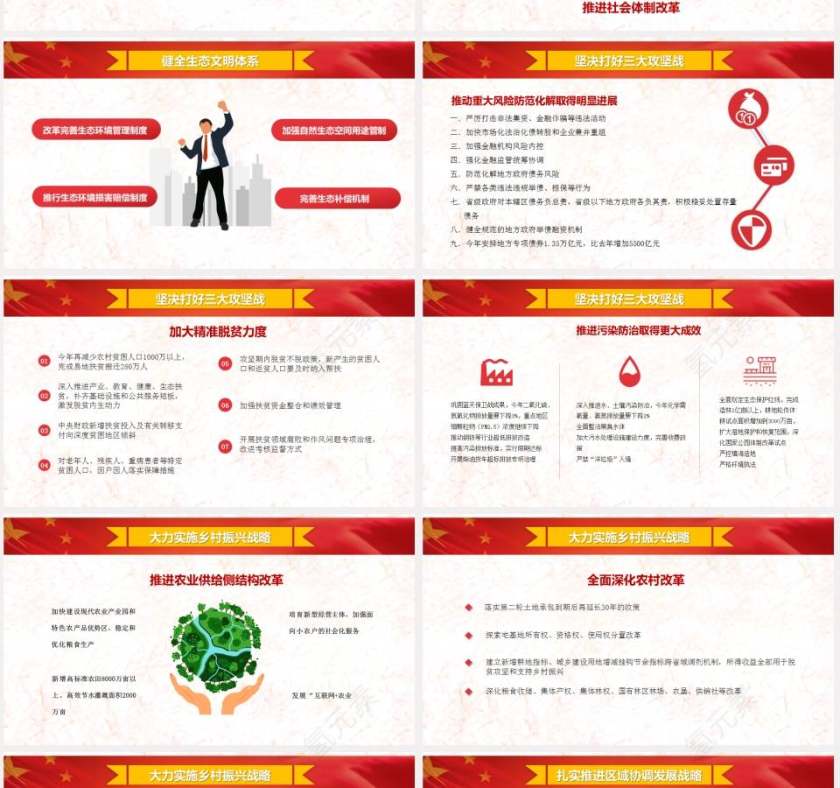 2018两会政府工作汇报党政ppt模板第7张
