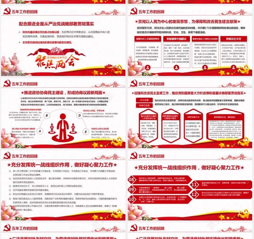 聚焦2018两会精神解读党建PPT模板第4张