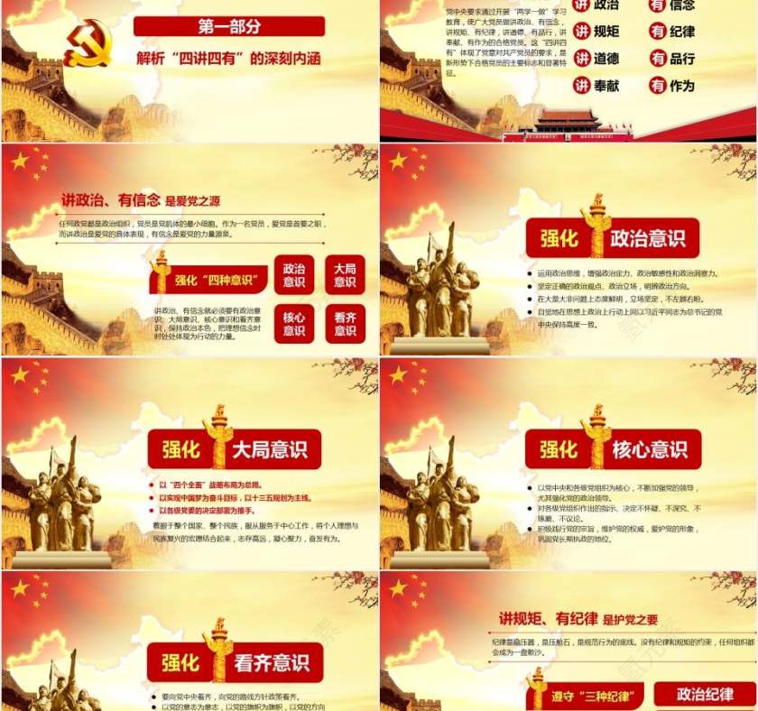 践行四讲四有做合格党员PPT模板下载第2张