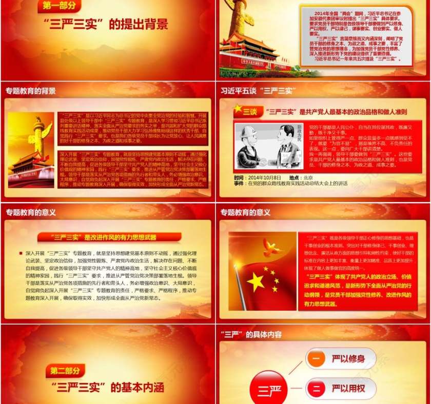 践行三严三实党政学习动态PPT模板第2张