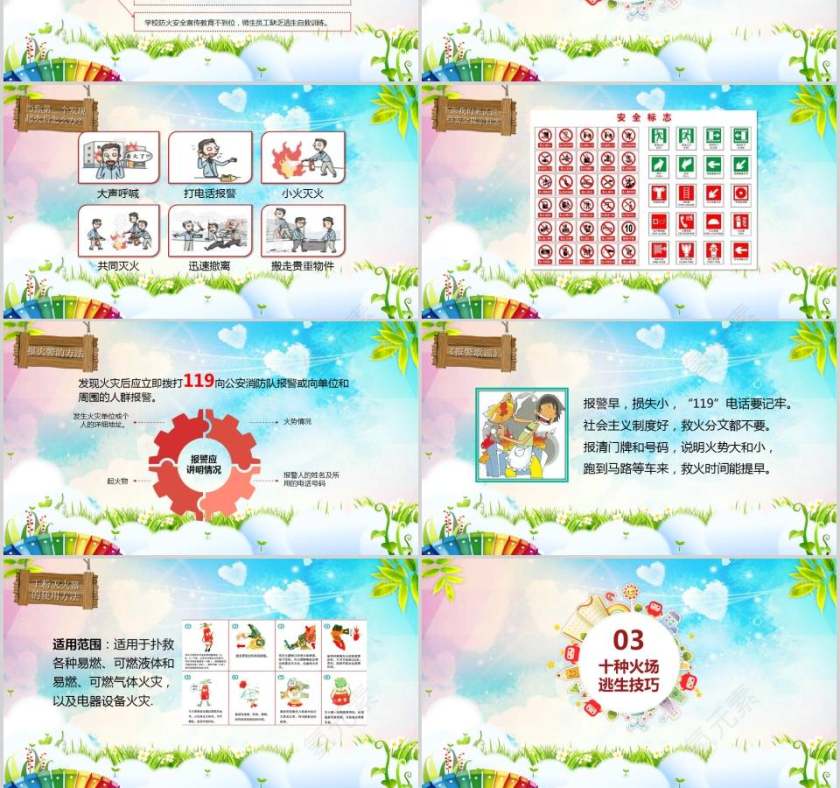 消防安全意识校园中小学生消防安全教育知识PPT模板消防安全PPT第3张
