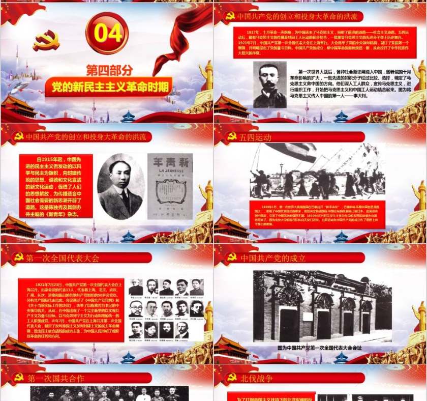 七一红色大气党建庆祝建党97周年党的光辉历程党史党课课件PPT模板第4张