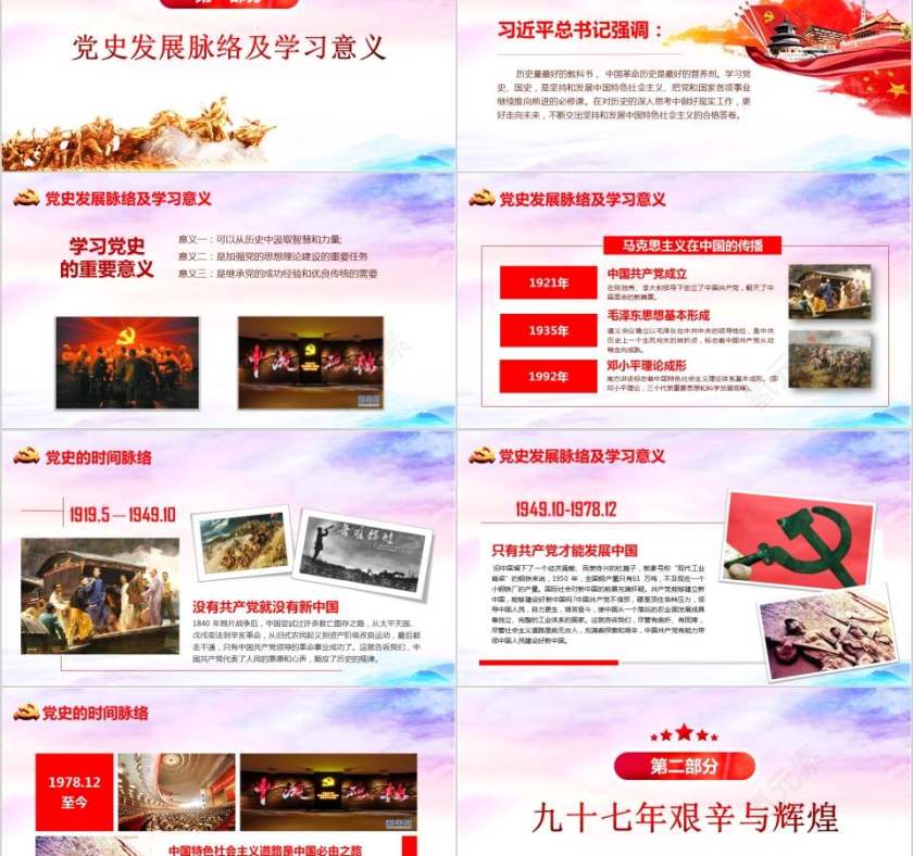 中国共产党党史97年光辉的历程PPT模板第2张