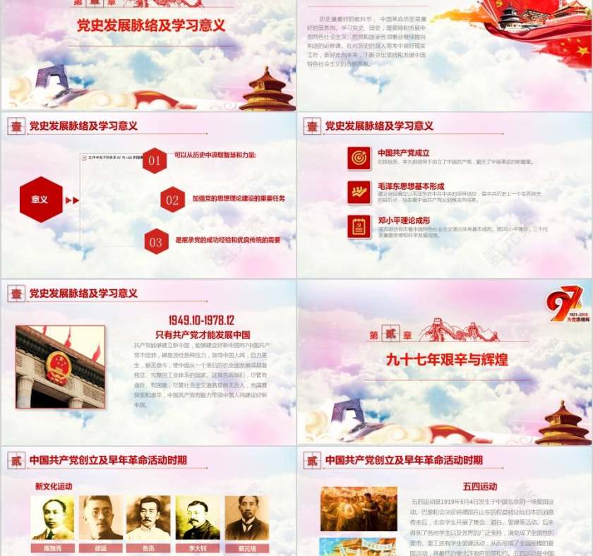 中国共产党党史及成就展党课PPT模板第2张