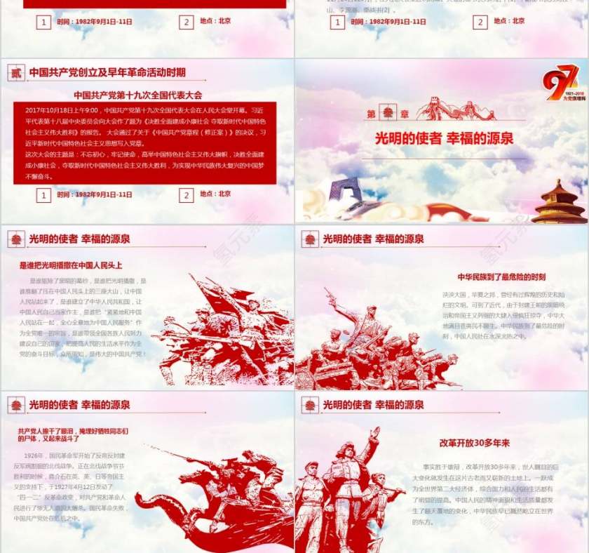 中国共产党党史及成就展党课PPT模板第6张