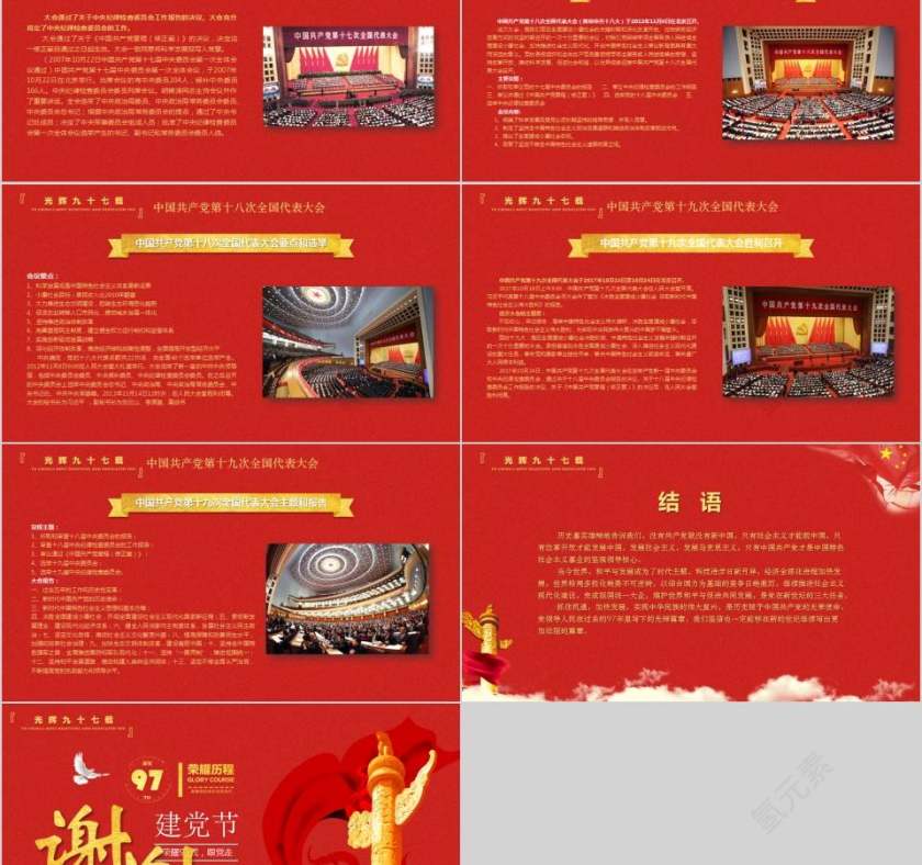 荣耀97载跟党走党史发展脉络及学习意义PPT模板第11张