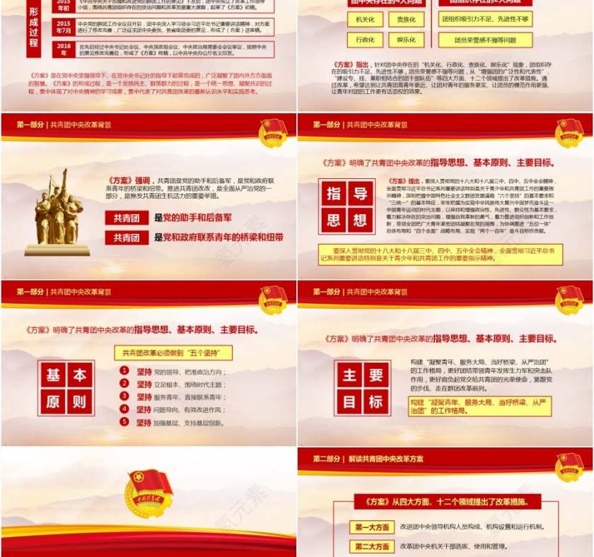 红色大气共青团团总支团课学习中央改革方案解读ppt模板第2张