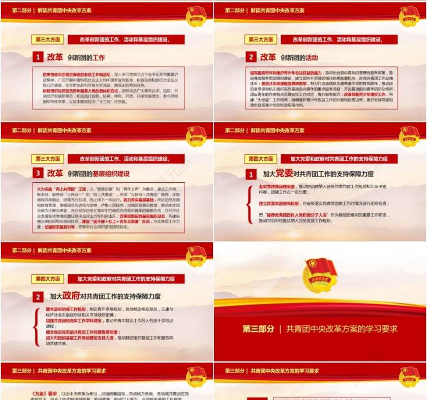 红色大气共青团团总支团课学习中央改革方案解读ppt模板第4张