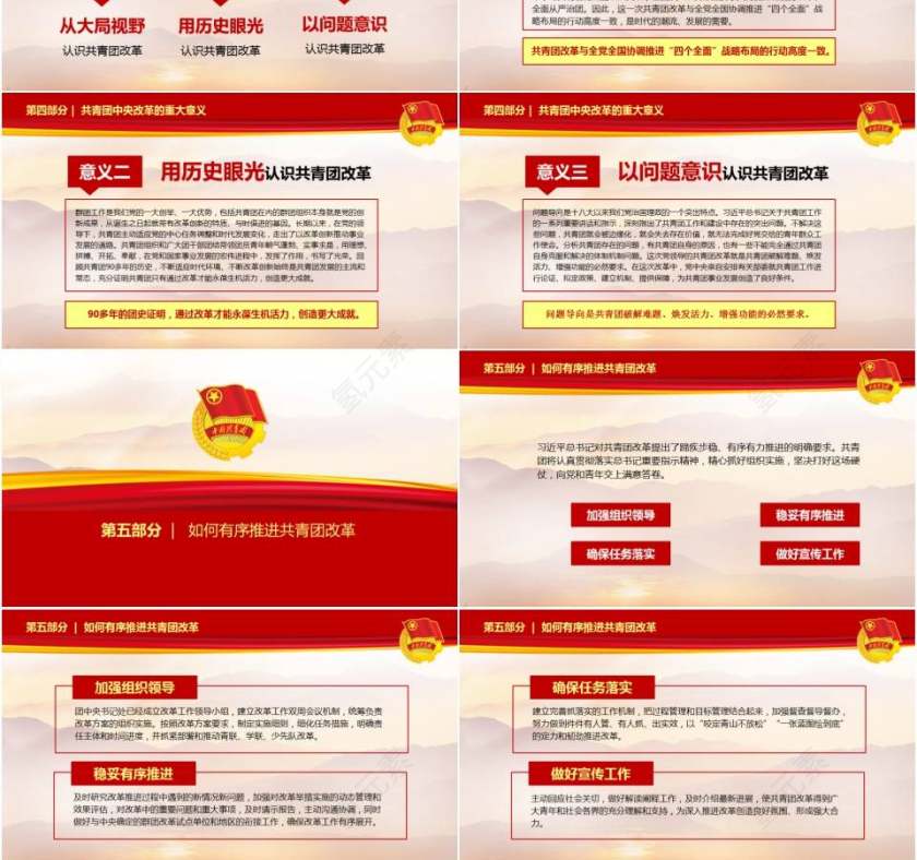 红色大气共青团团总支团课学习中央改革方案解读ppt模板第6张