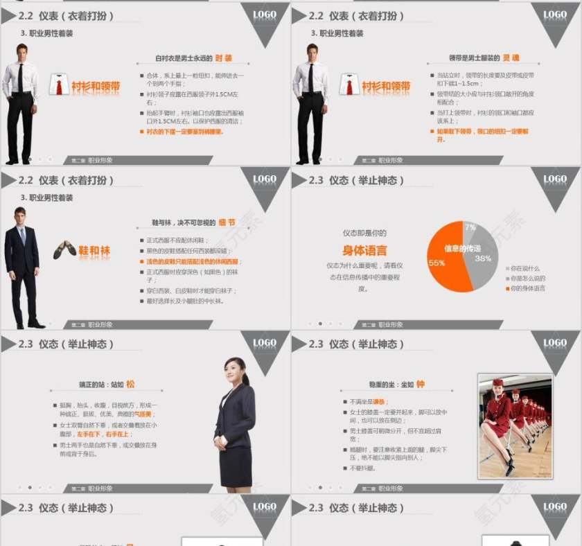 商务风格商务礼仪培训PPT模板第4张