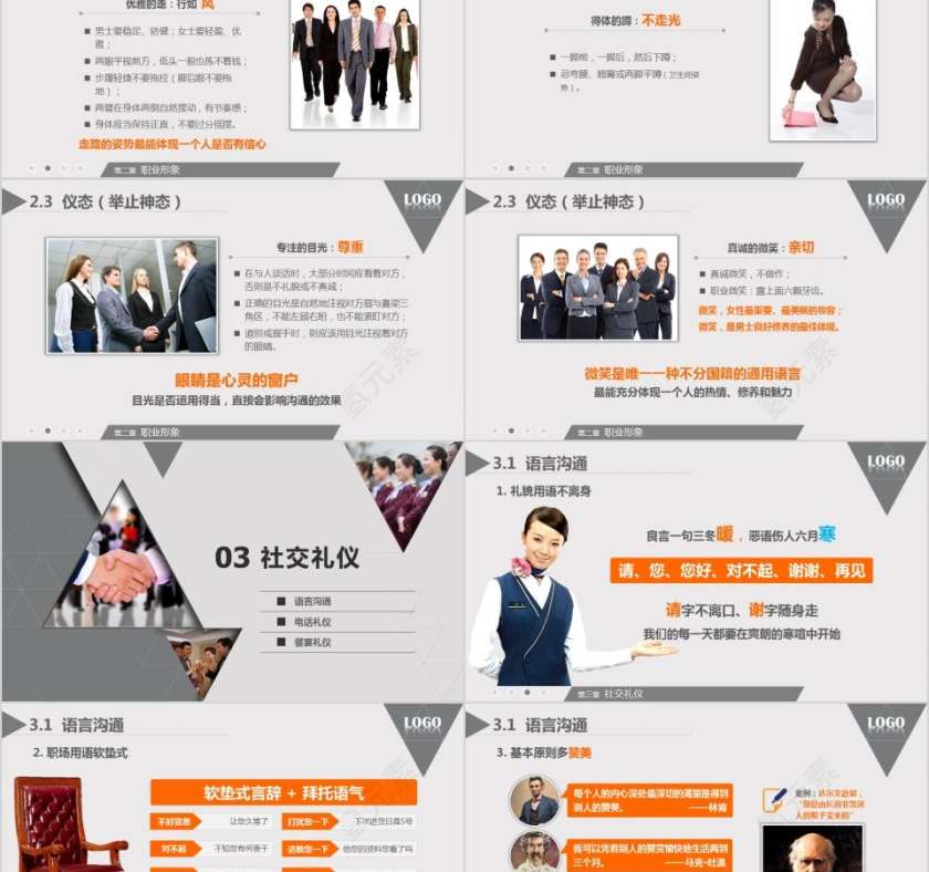 商务风格商务礼仪培训PPT模板第5张