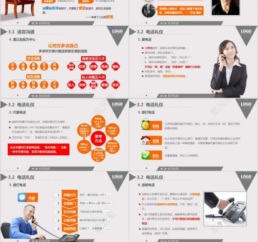 商务风格商务礼仪培训PPT模板第6张