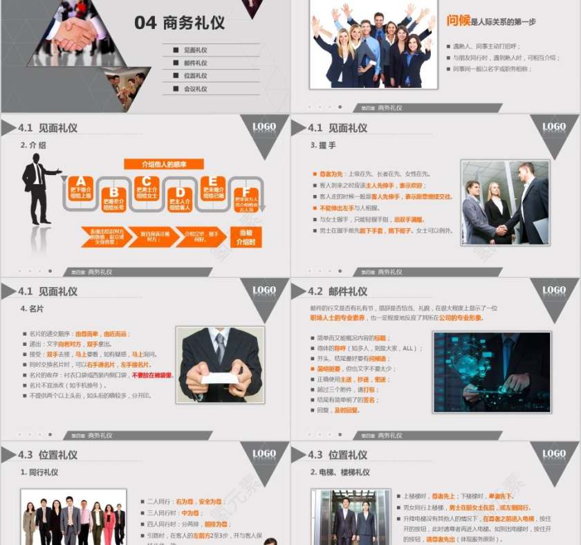 商务风格商务礼仪培训PPT模板第8张