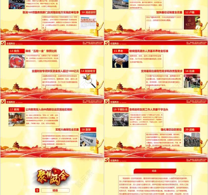 第十二届全国人民代表第五次会议聚集两会PPT第8张