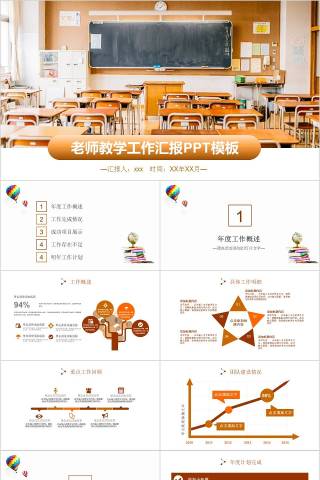 老师教学工作汇报PPT模板教师工作总结PPT