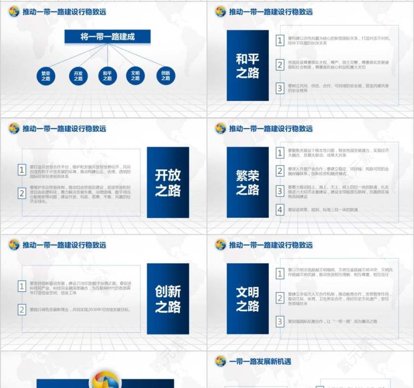 蓝色“一带一路”国际合作高峰论坛一带一路党课PPT第4张