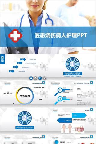 医生背景医患烧伤病人护理PPT