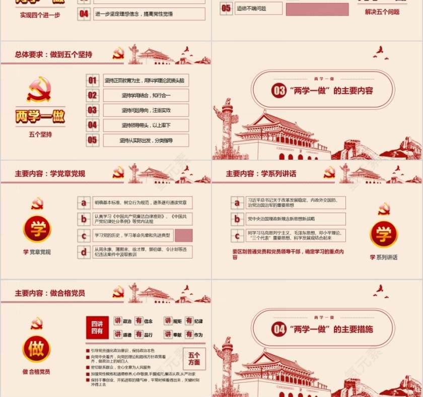 中国共产党两学一做教育培训PPT模板第3张
