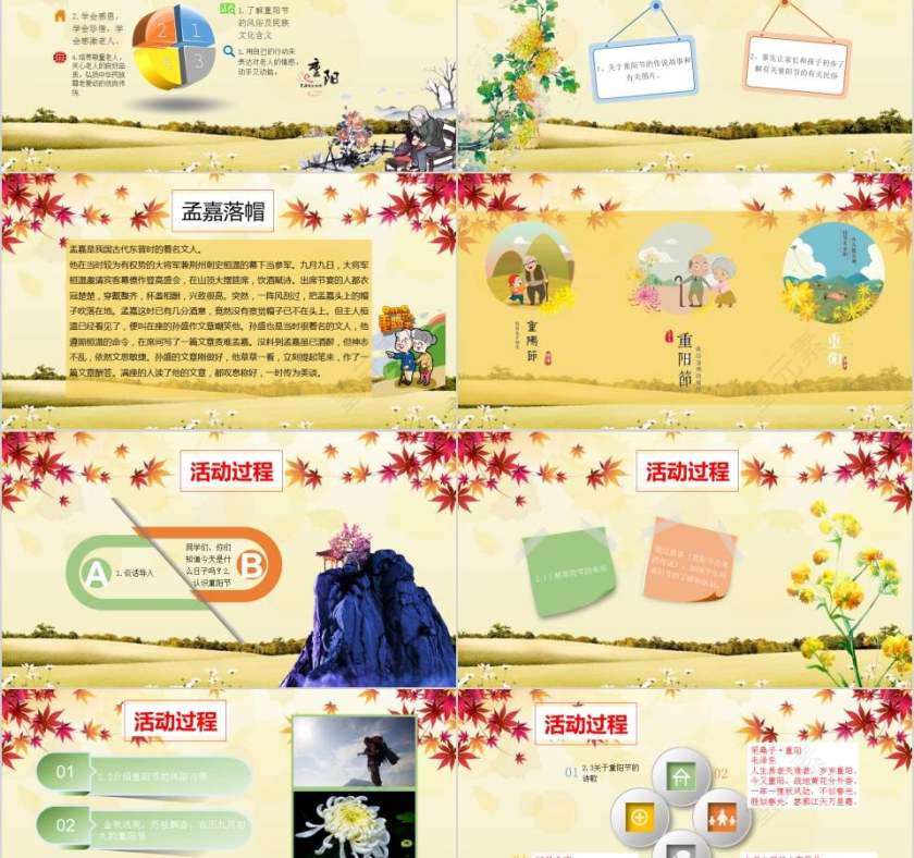 “敬老爱老、健康快乐”重阳节主题班会PPT模板第2张