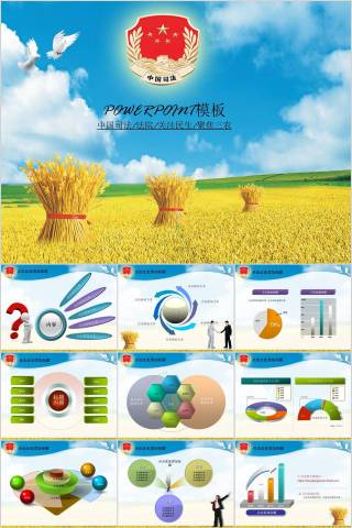 中国司法动态PPT模板法律法院PPT 