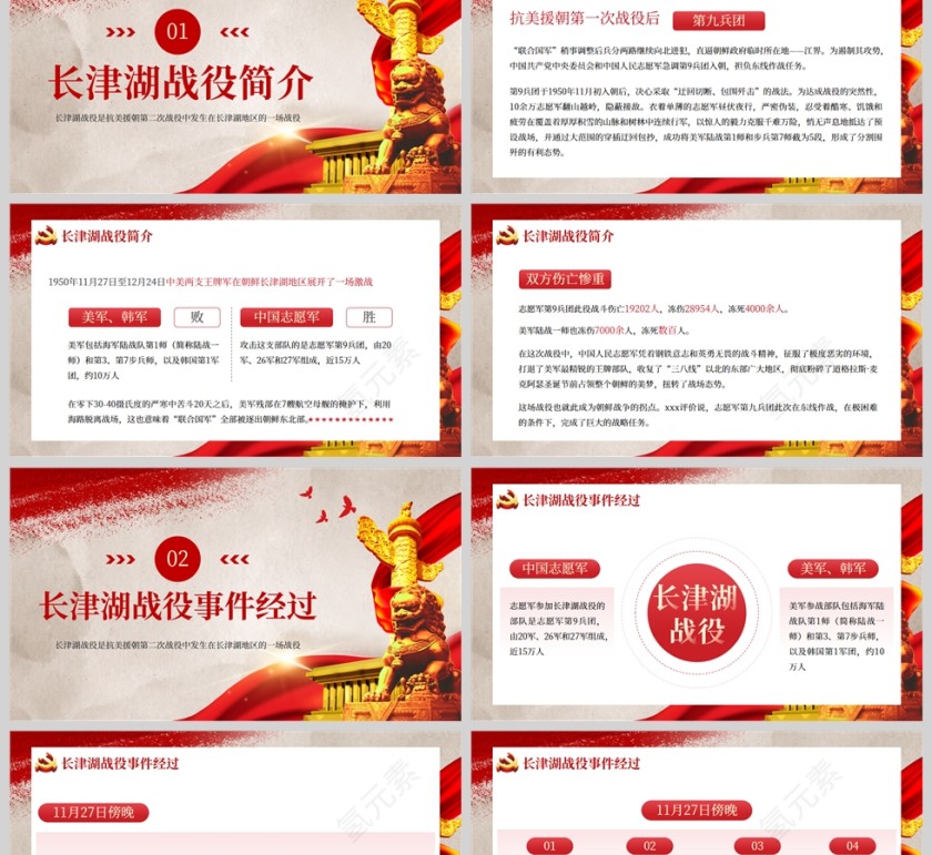 红色党政风纪念抗美援朝之长津湖战役PPT模板第2张