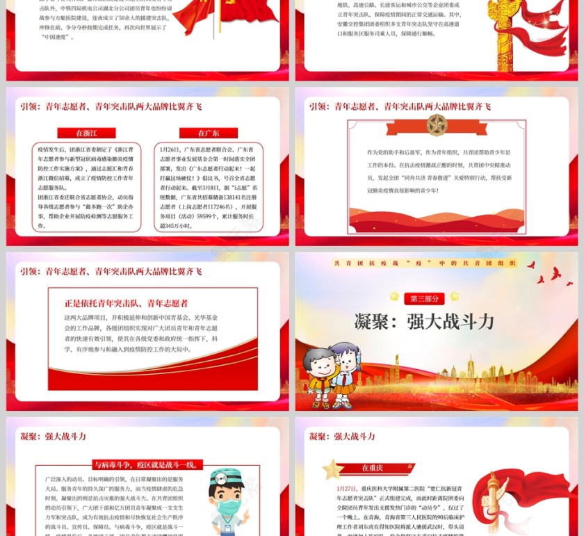 红色党政风青春心向党奋战疫情中PPT模板第3张