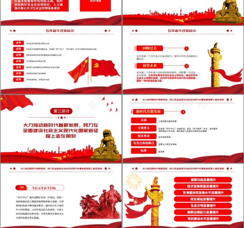 红色党政风北京市第十三次党代会报告PPT模板第3张