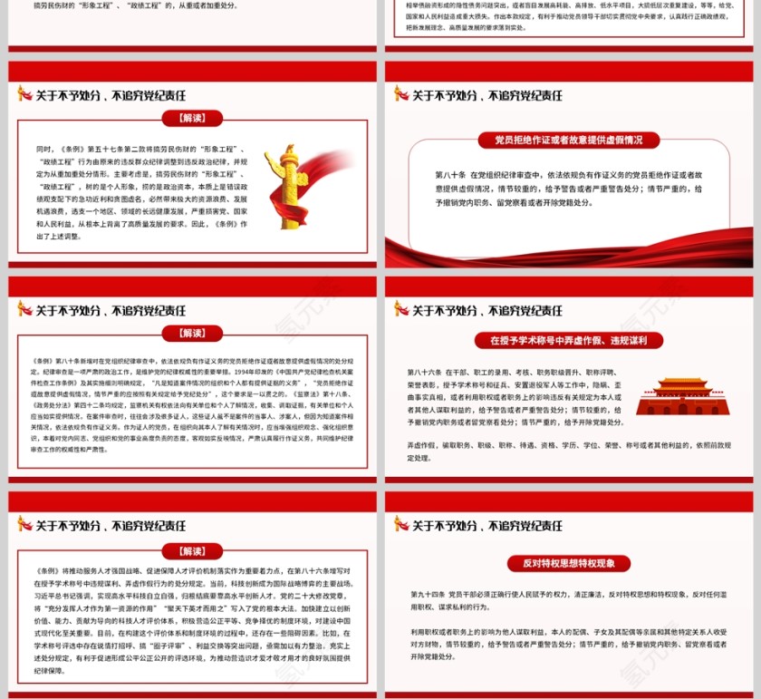 红色党政风格中国共产党纪律处分条例修改部分解读PPT模板第4张