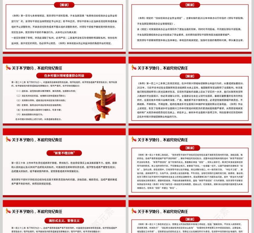 红色党政风格中国共产党纪律处分条例修改部分解读PPT模板第6张