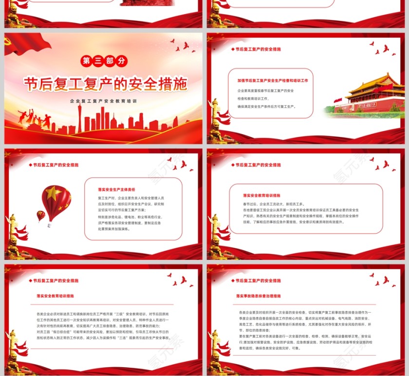 红色党政风节后复工安全生产培训PPT模板第4张
