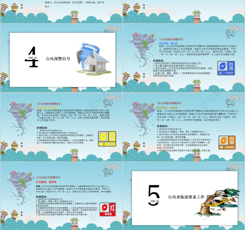 卡通简约台风来袭防台风安全教育培训PPT模板第3张