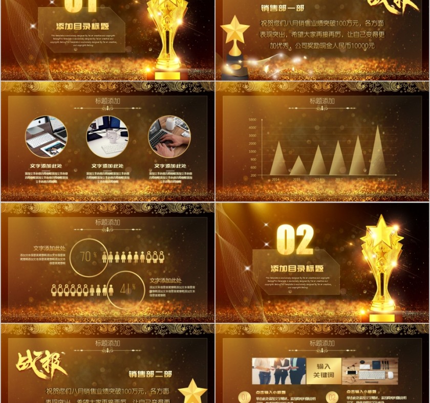 金碧辉煌公司喜报PPT第2张