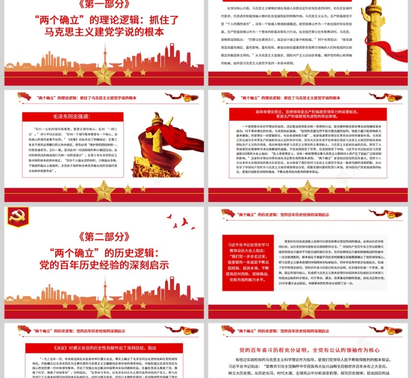 红色党政风深刻把握“两个确立”的理论PPT模板第2张