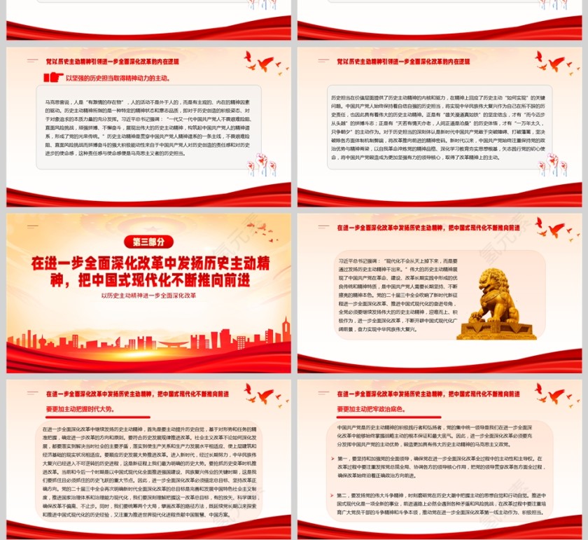 红色党政风以历史主动精神进一步全面深化改革党建ppt第4张