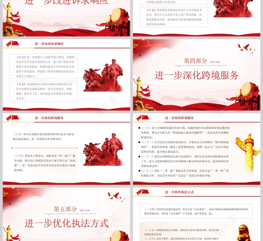 红色党政风便民办税春风行动促进民营经济发展壮大服务高质量发展PPT模板第3张