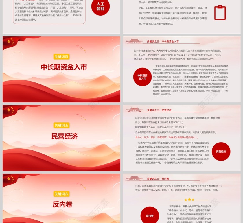 红色党政风从六大“关键词”前瞻2025年全国两会热点PPT模板第3张